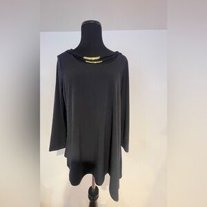 BCBGMaxAzria Black Long Sleeve Top with Gold Detail